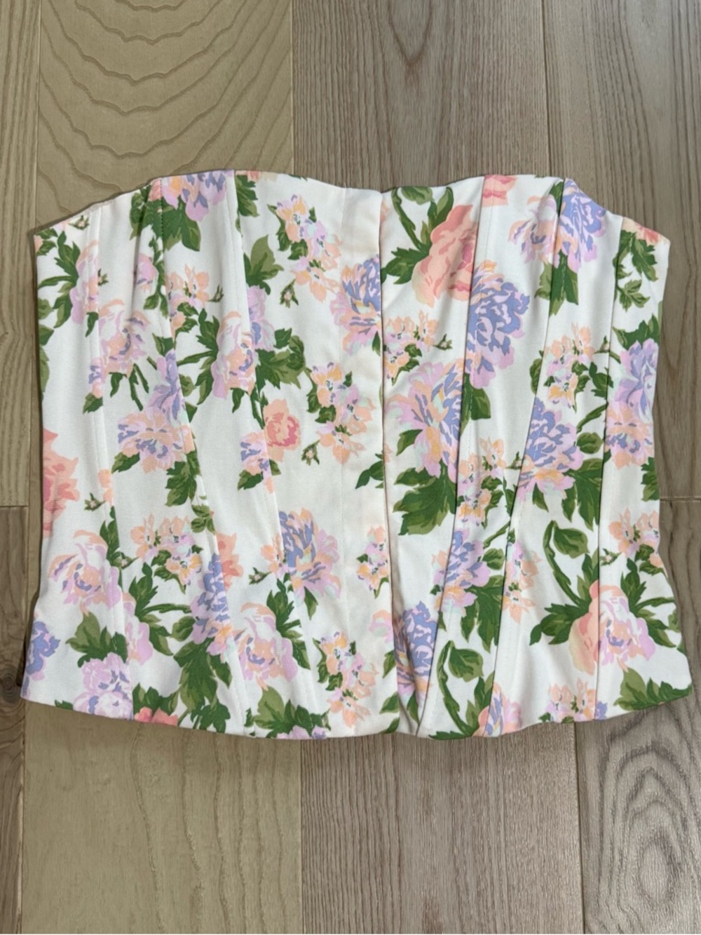 Zara Floral Strapless Corset Top - White/Pastel